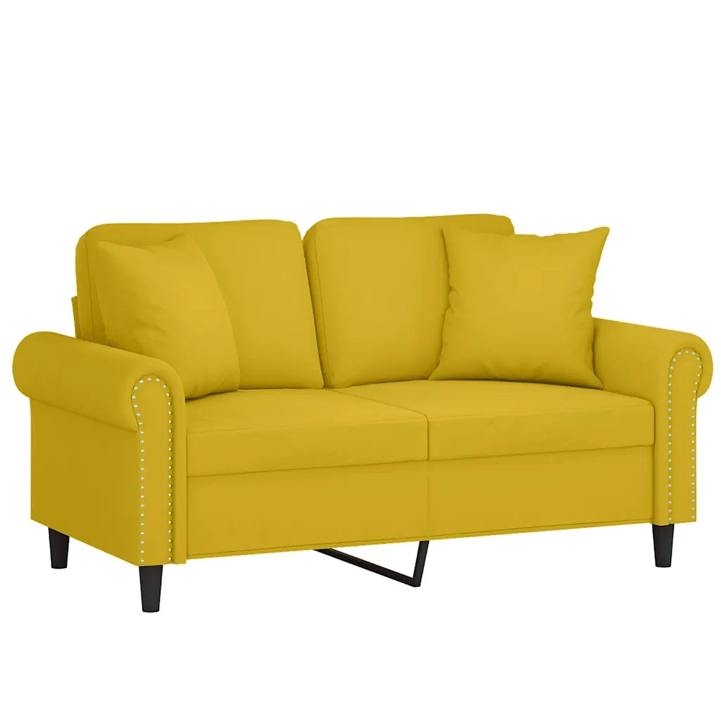 Divano a 2 Posti con Cuscini Giallo 120 cm in Vellutocod mxl 99142