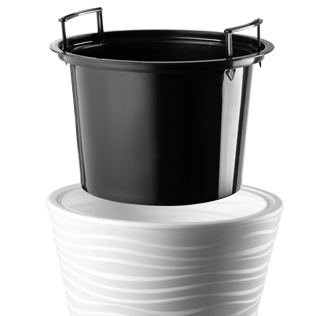 Vaso da fiori KADAX 35 cm con coperchio e inserto, in plastica bianca.