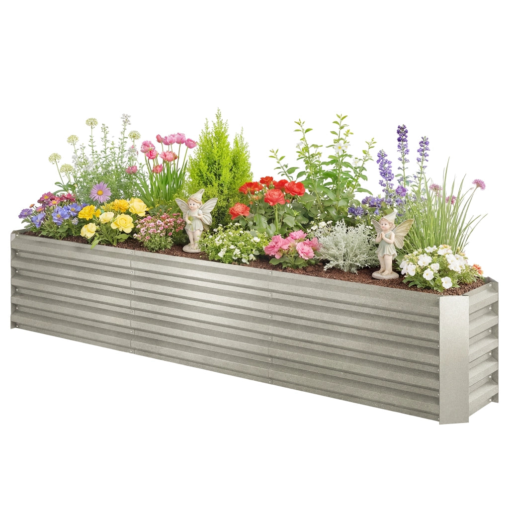 Orto rialzato da giardino ¨C Xylo ¨C acciaio galvanizzato grigio 240x40x45cm