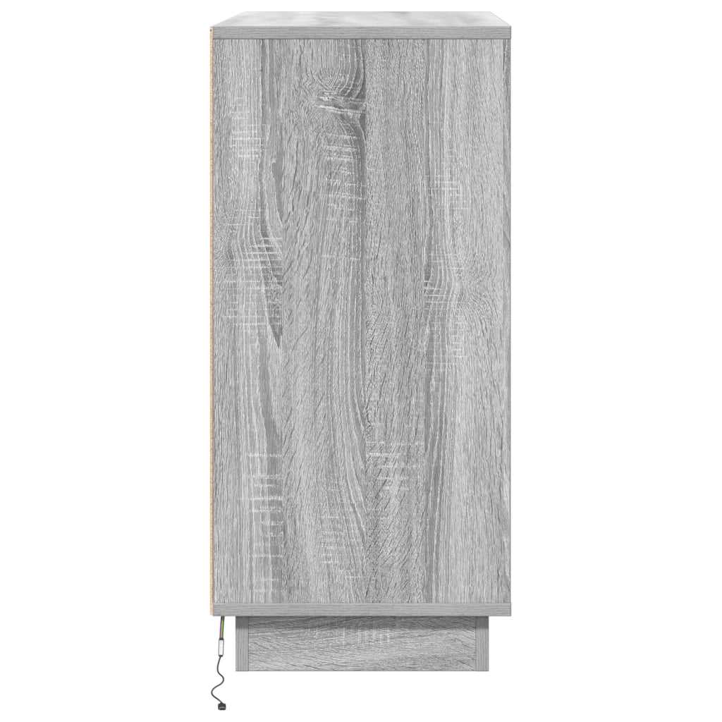 Credenza LED Grigio Sonoma 71x34,5x75 cm in Legno Ingengnerizzato