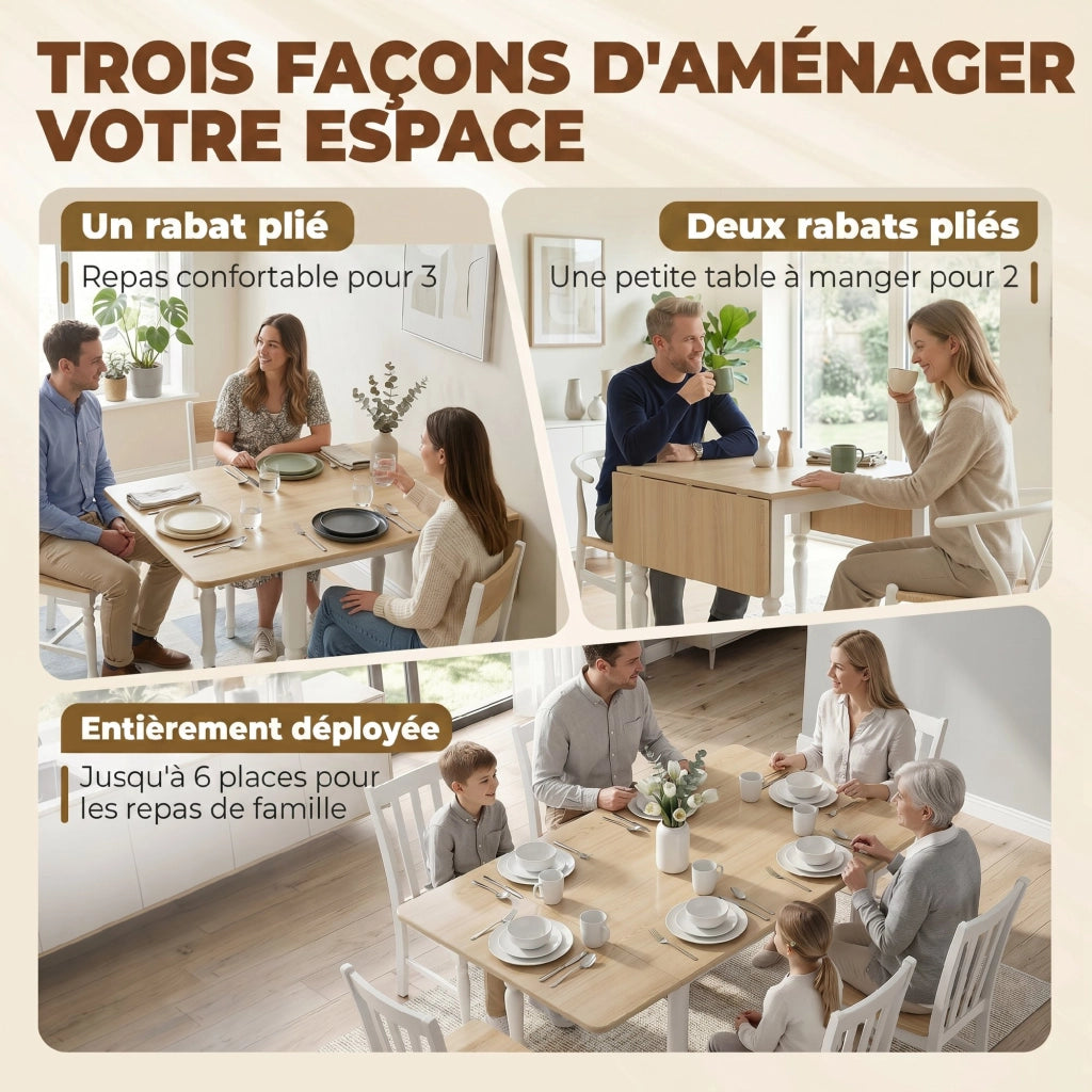 Tavolo da pranzo pieghevole allungabile 74-134 cm ¨C Xylo ¨C 2-6 persone gambe acciaio legno naturale