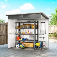 Casetta da Giardino in Acciaio con Porta con Blocco, Finestra e Prese d'Aria, 2.2 x 1.3 m, Grigio