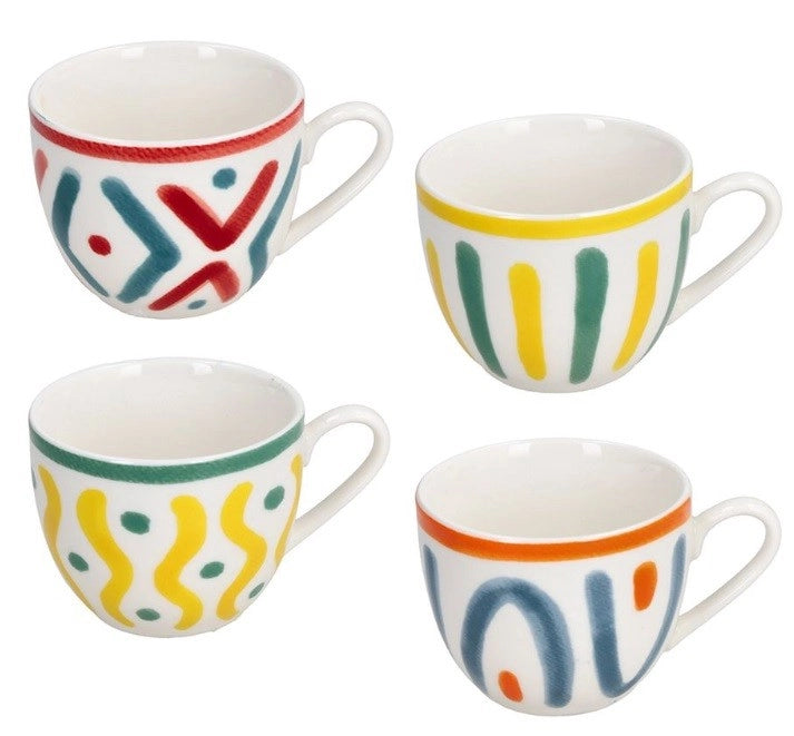 Set 4 Tazze Tazzine Caffè in Porcellana senza Piattini 90 cc Tognana