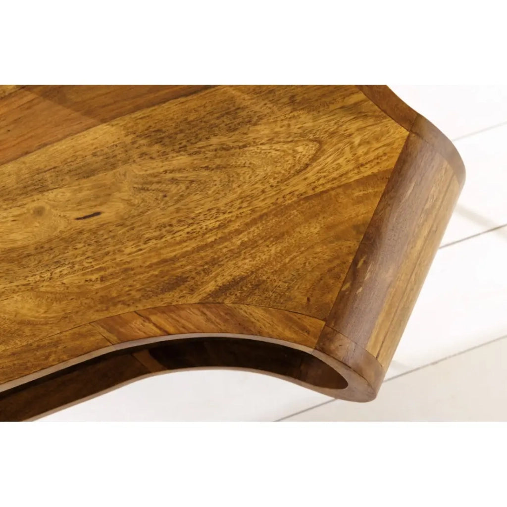 Tavolino basso NERA 100 cm in legno massello di Sheesham con nicchia – stile retrò industriale