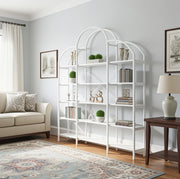 Scaffale a 5 ripiani in MDF e metallo 170x26x190 cm bianco