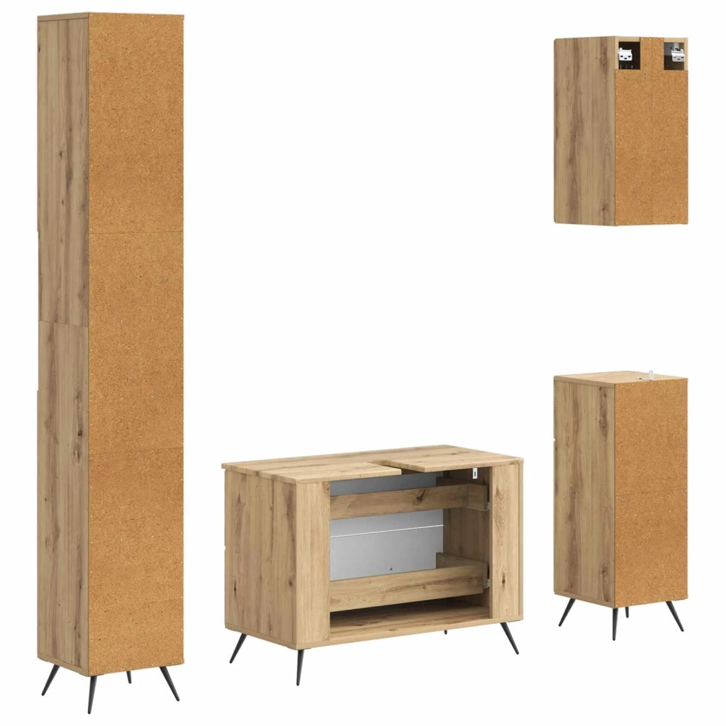 Set di Mobili da Bagno da 4 Pezzi BREDA Rovere Artigianale 3417971