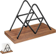 Serviette metallica e in legno - Forma triangolare - Per casa, festa, ristorante, hotel, caffè, bar - Nero