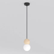 Lampada a sospensione LOOP in acciaio nero e legno