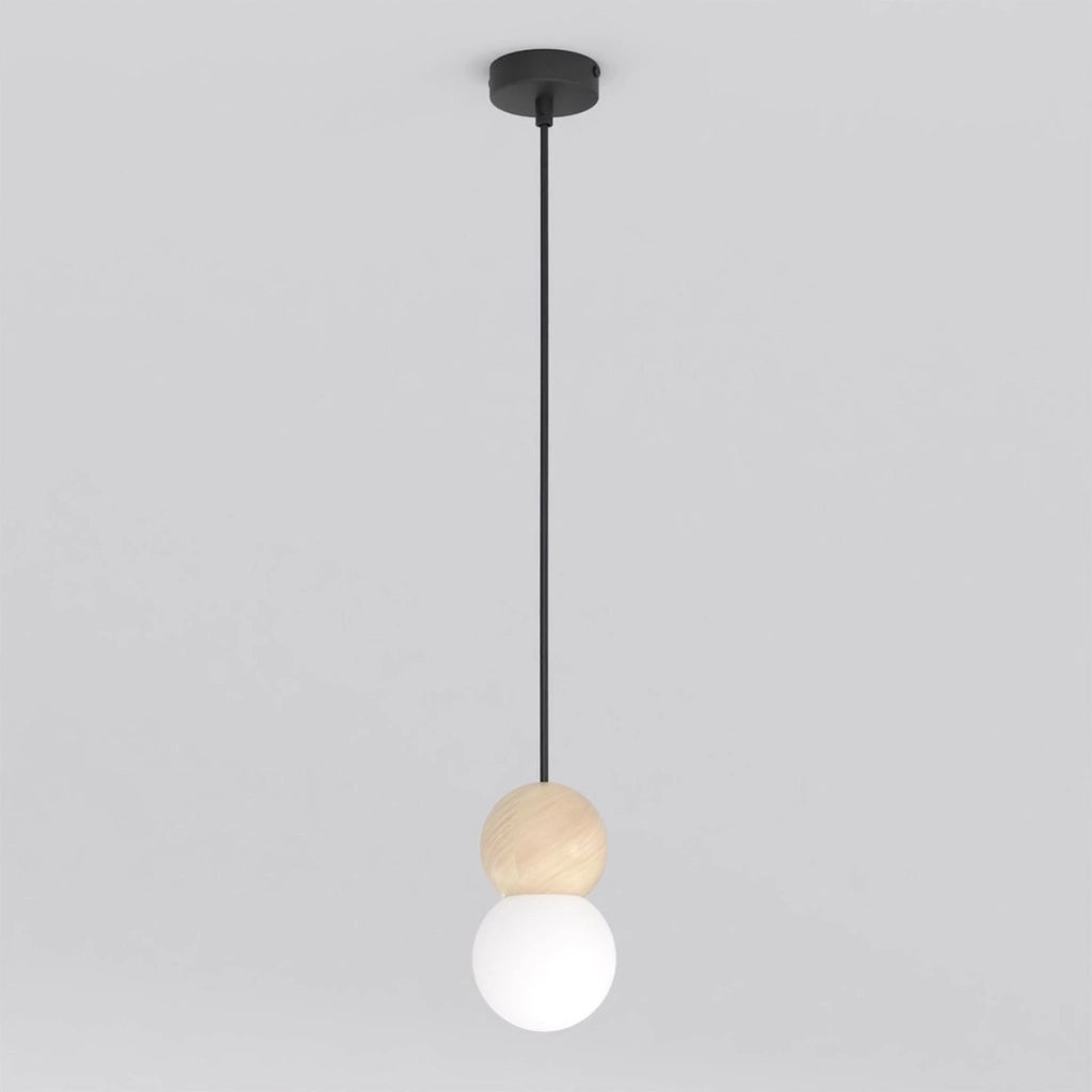 Lampada a sospensione LOOP in acciaio nero e legno