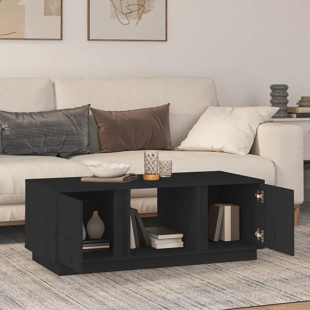 Tavolino da salotto | Tavolino da caff¨¨ | Tavolino da Soggiorno Nero 110x50x40 cm Legno Massello di Pino