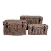 Set di 3 Cesti Portaoggetti Depok, Marrone, Rattan, 81x51x48 cm