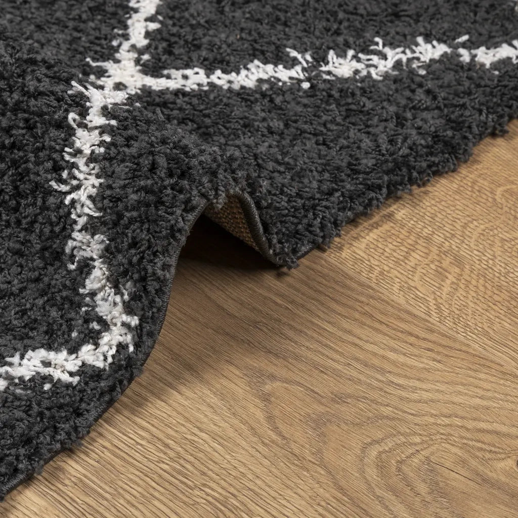 Tappeto Shaggy PAMPLONA a Pelo Lungo Nero e Crema 200x280 cm 375415