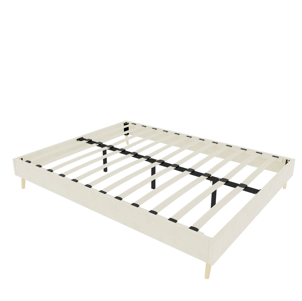 Letto 140x200 cm con testiera imbottita a forma di cartone; beige