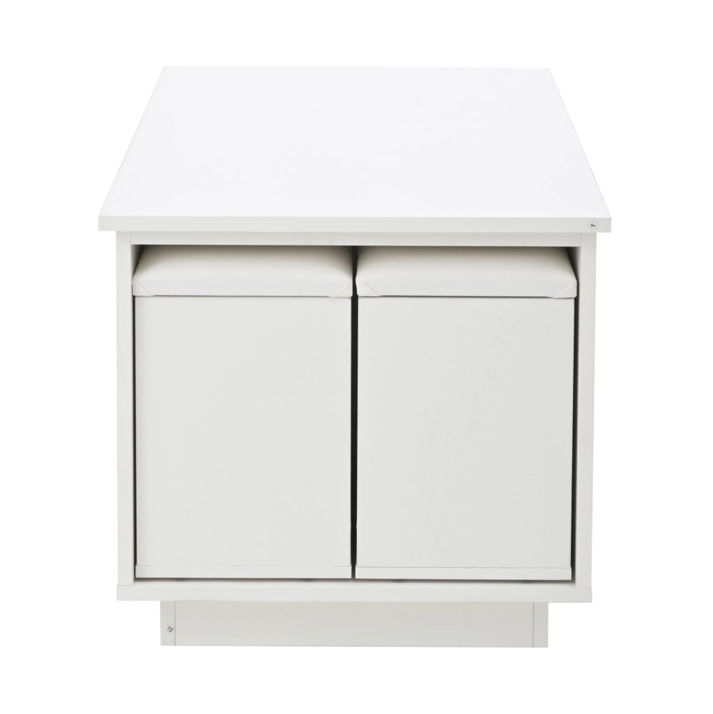 Tavolino da salotto 100x50x45 cm; sollevabile fino a 59 cm con LED e spazio contenitore; truciolato bianco
