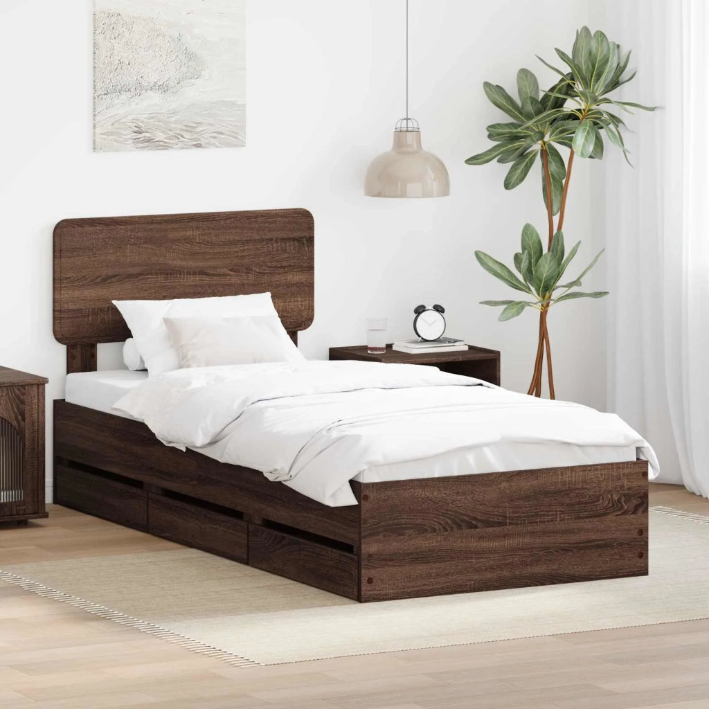 Struttura del letto con cassetto Quercia marrone 75 x 190 cm 3412240