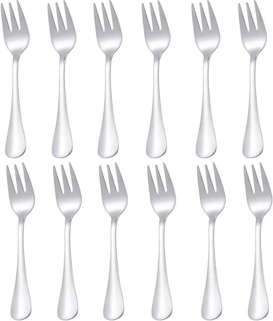 Set di forchette per torta - acciaio inossidabile - 12 pezzi - argento