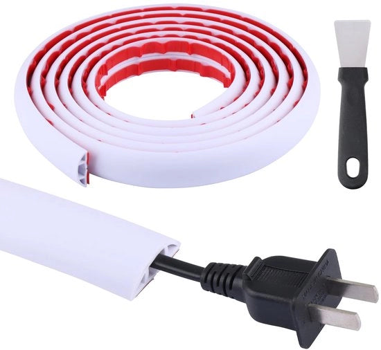 Gabbia flessibile in PVC con base autoadesiva per protezione cavi bianca