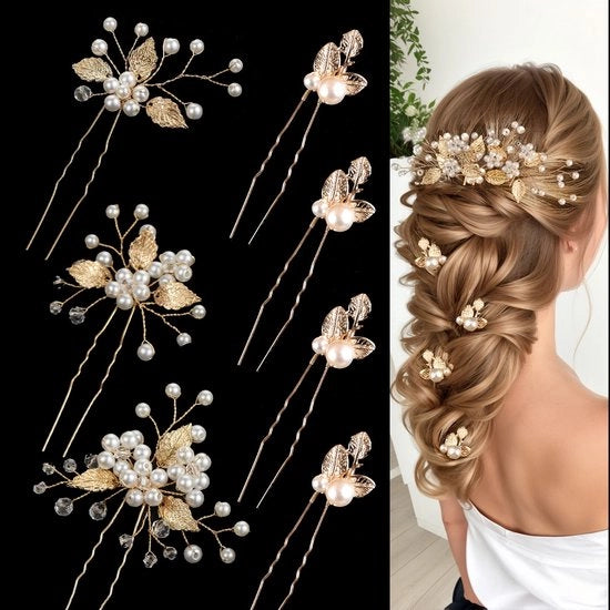 Accessori per Capelli per la Sposa Set di 7 Spille a Cristallo per Capelli con Finitura in Oro