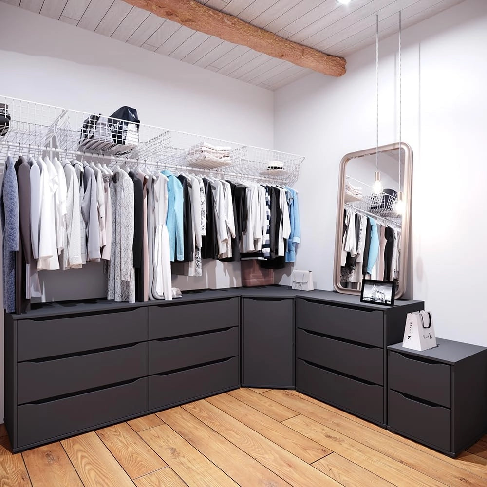 Credenza Ruben, Antracite, 78 x 76.6 cm, adatto per la conservazione di abbigliamento e tessuti