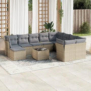 Set Divani da Giardino 11 pz con Cuscini Beige in Polyrattancod mxl 111555