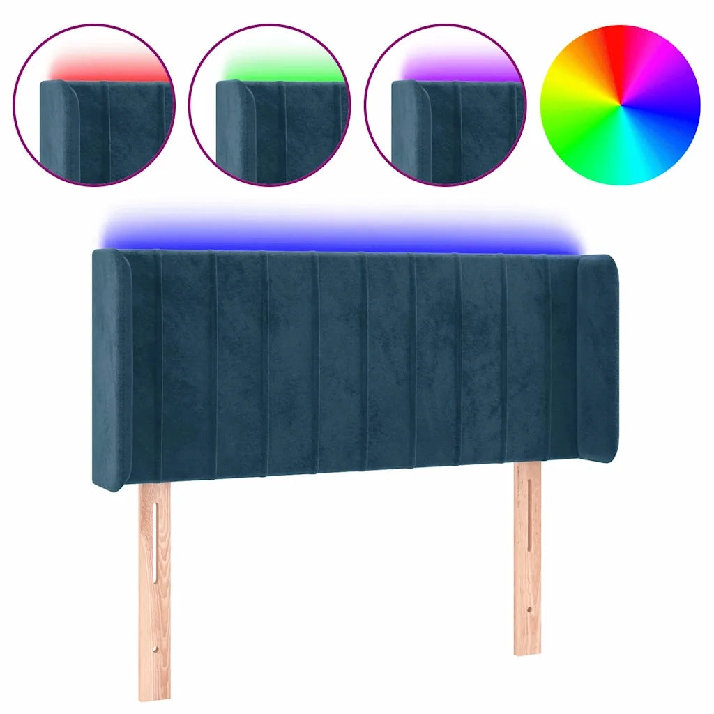 Testiera a LED Blu Scuro 83x16x78/88 cm in Velluto