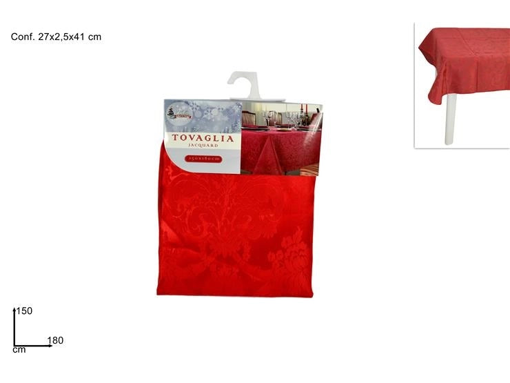 Tovaglia da Tavola Natalizia Jacquard Rossa 150 x 180 cm