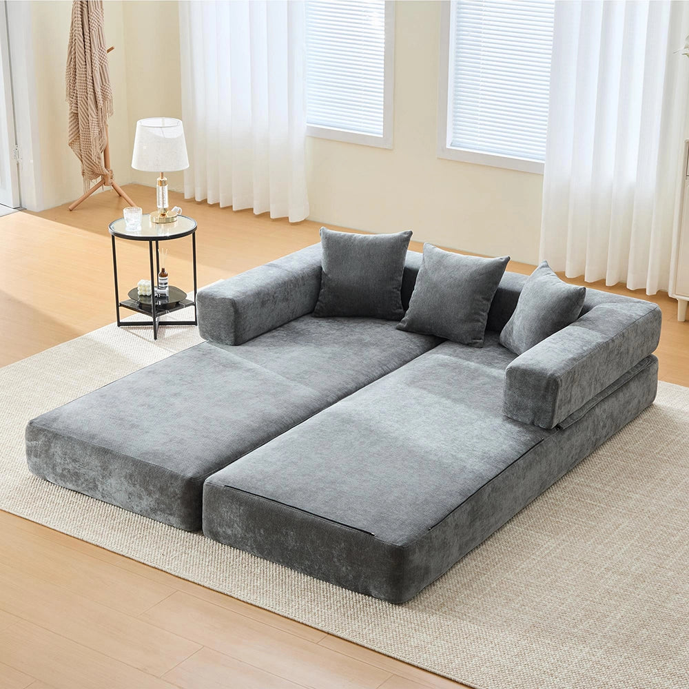 Divano angolare 4 posti - Xylo - Con chaise longue, braccioli larghi, modulare