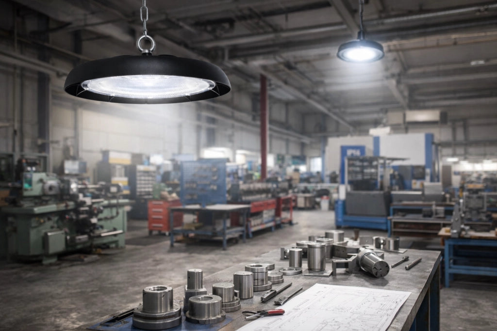 Campana LED Industriale High Bay UFO 200W IP65 22000 Lumen 6500K 90° CRI>80 – Proiettore LED per Capannoni e Magazzini