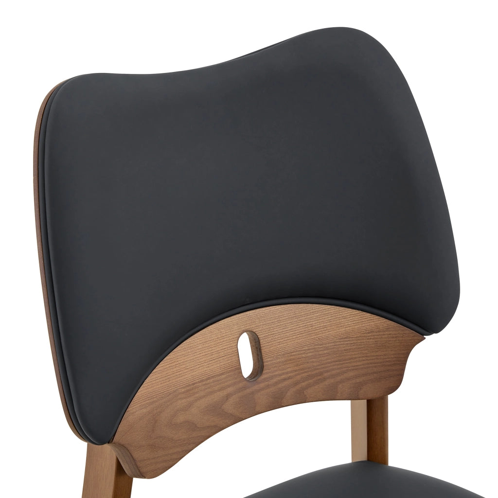 Set di 2 sedie da pranzo con schienale a farfalla, seduta imbottita, in legno massello di gomma, colore nero