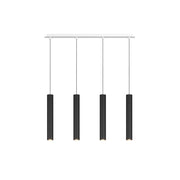 Lampadario Industrial-Minimal Xeana Metallo Bianco Nero 4 Luci Gu10