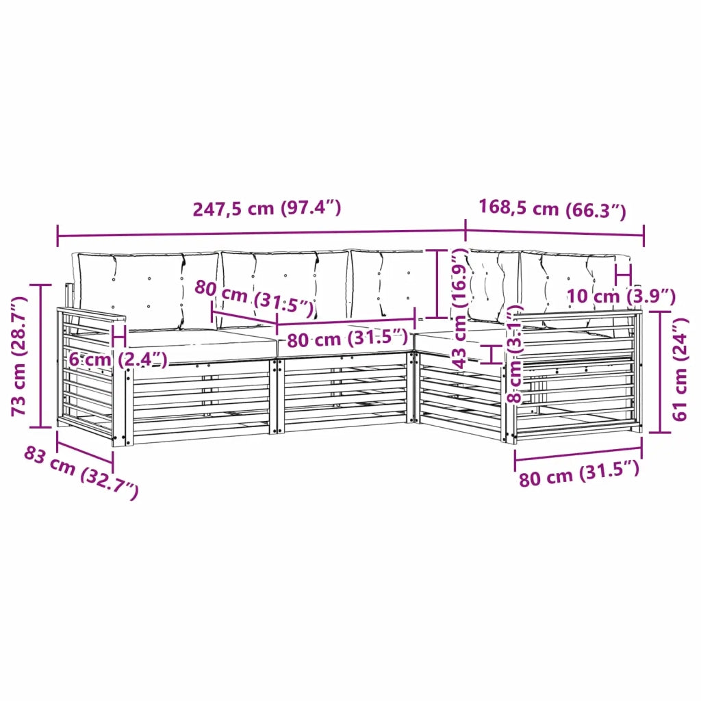 Set di divani da esterno 5 pz Bianco e Antracite Poliestere 3390417