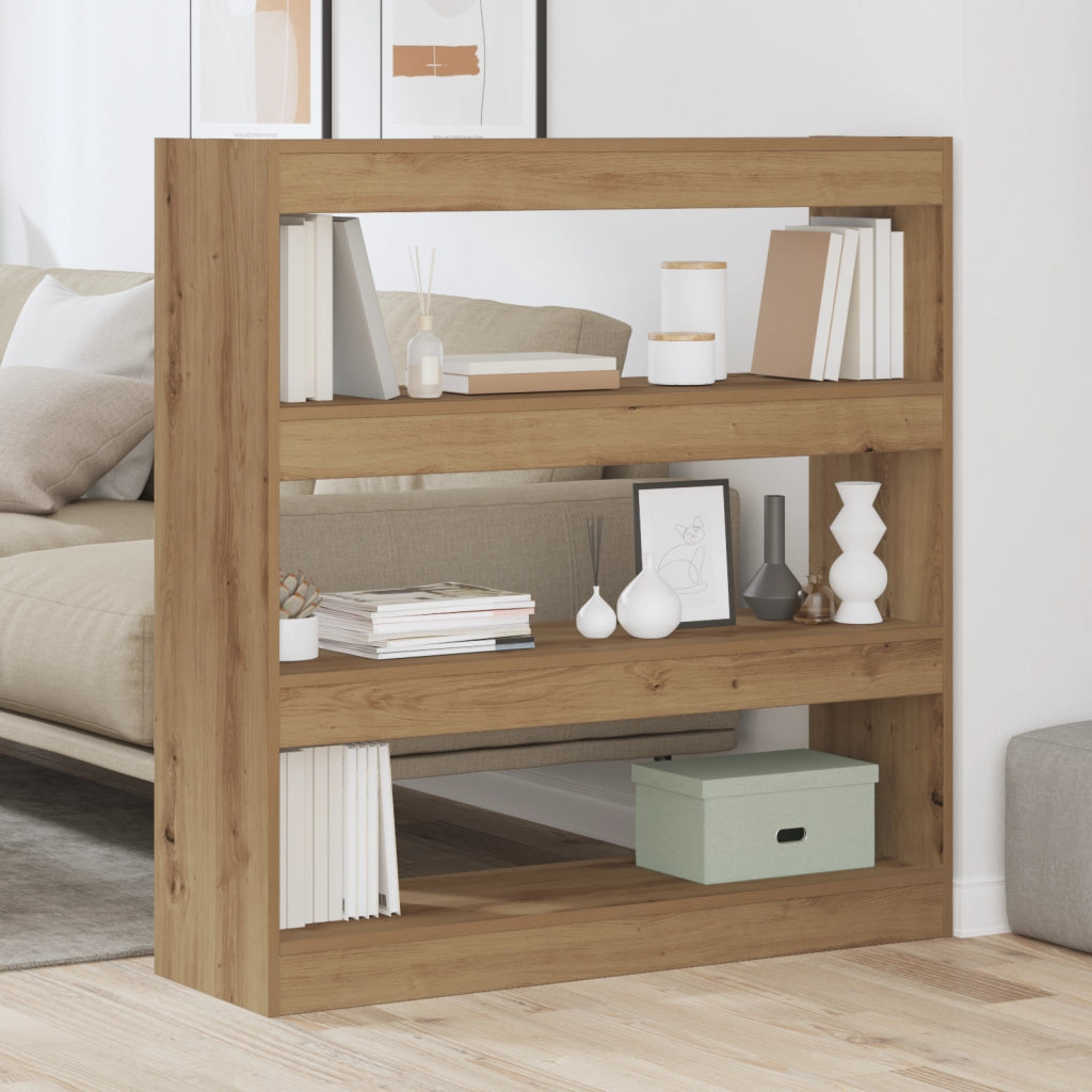 Mobile per libri/separatore di stanze in rovere artigianale - 100x30x103cm, realizzato in legno ingegnerizzato