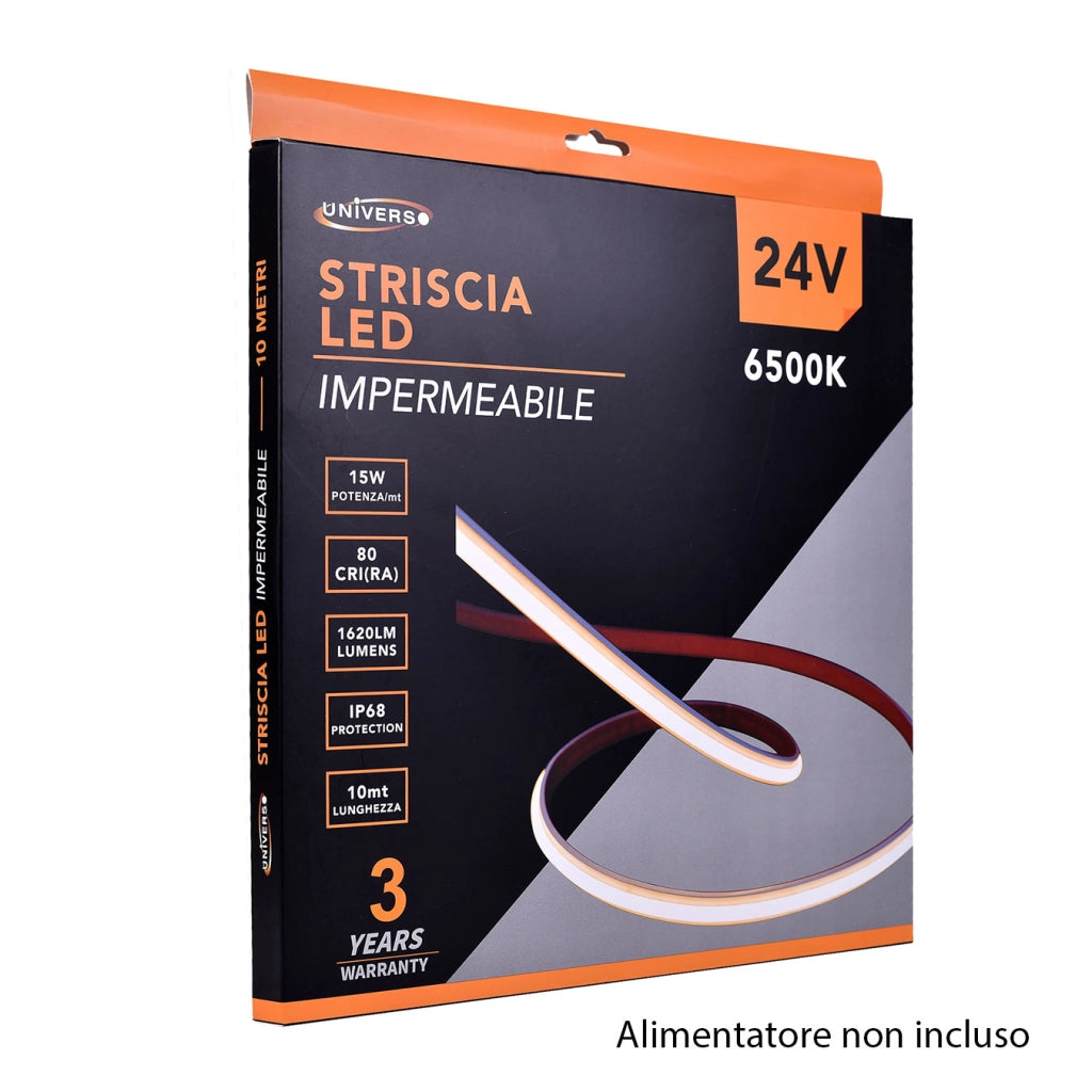 STRISCIA LED 2025 24V LUCE FREDDA 6500K° IMPERMEABILE IP68 - FLESSIBILE E TAGLIABILE AD ALTA LUMINOSITA' IDEALE PER ILLUMINAZIONE DI GIARDINI TERRAZZE SHOWROOM E SPAZI COMMERCIALI