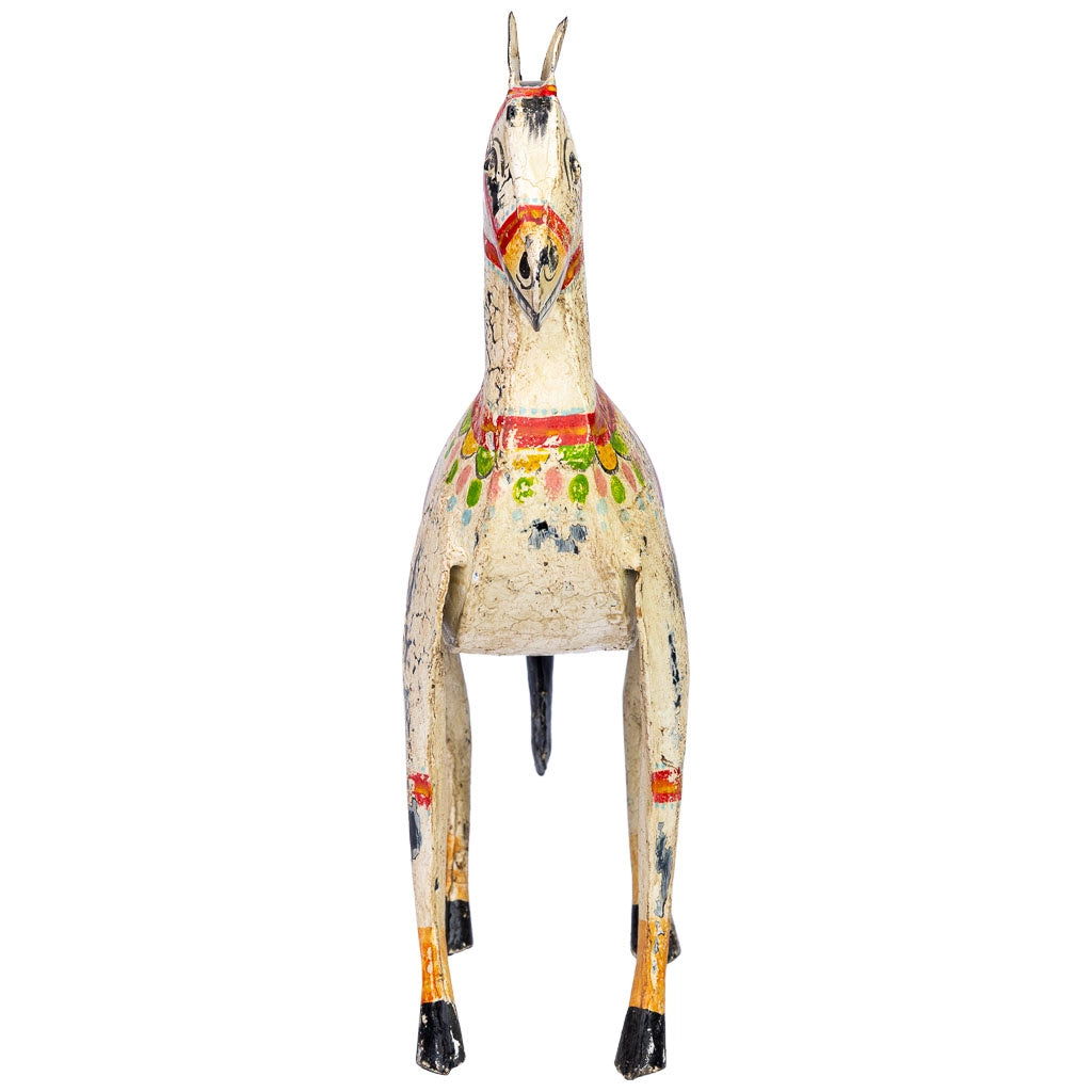 Cavallo decorativo in metallo verniciato invecchiato 31x9x34