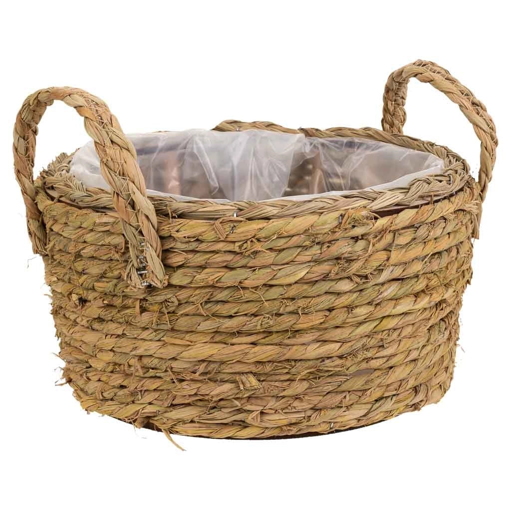 Cesto in corda intrecciata marrone d28x14h