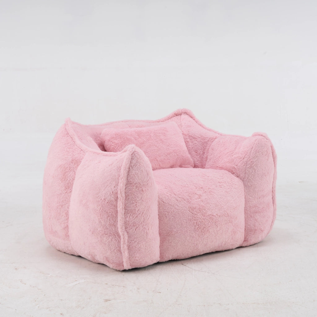 POLTRONA SACCO Morbida in Faux Fur Rosa per Soggiorno e Camera da Letto