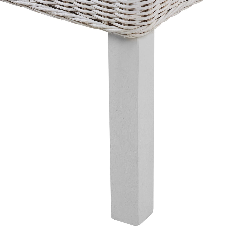 Set di 2 sedie da pranzo in rattan intrecciato con cuscini stile boho schienale alto sala da pranzo soggiorno bianco