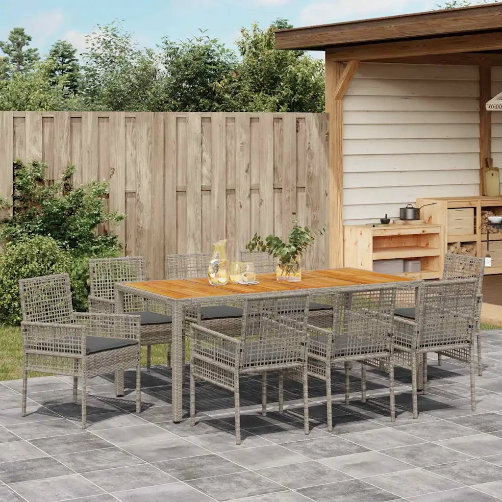 Set da Pranzo per Giardino 9 pcs Grigio polyrattan 3334914