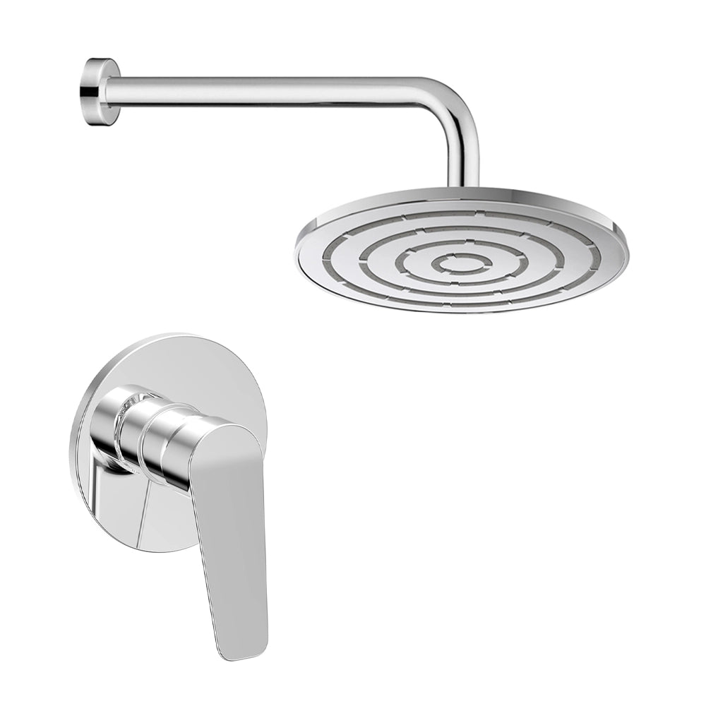 Set doccia con miscelatore, braccio 35 cm e soffione 20cm finitura cromo lucido Aurora