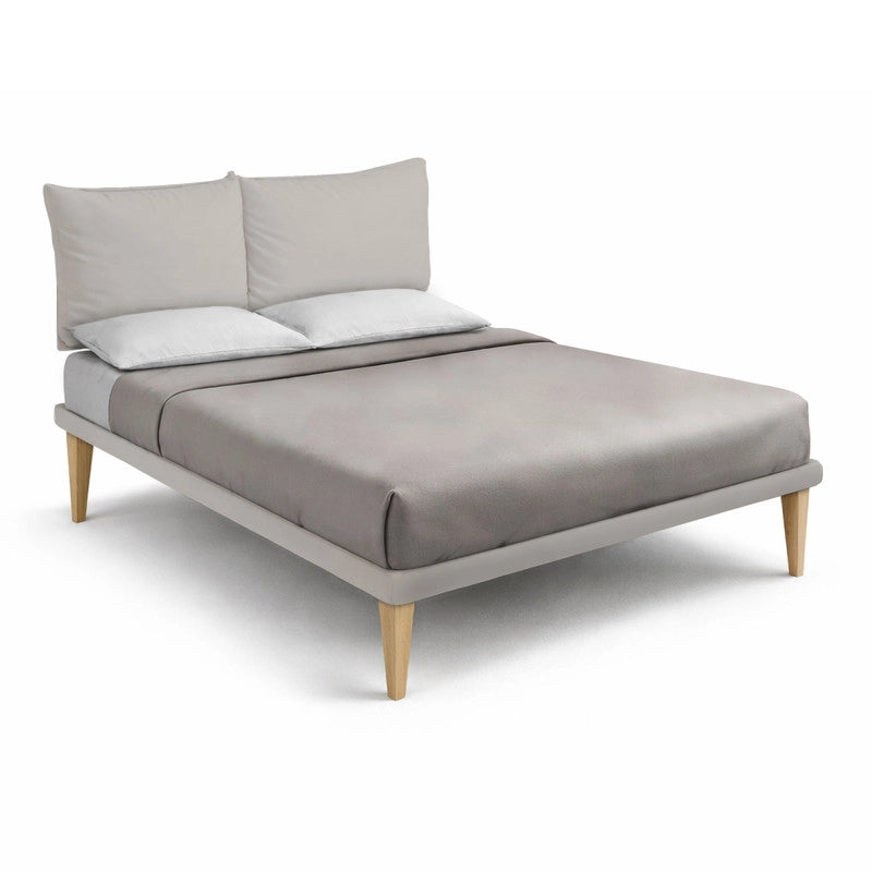 Letto imbottito Matrimoniale 180x190 cm Soft - Similpelle,Tortora,Con rete