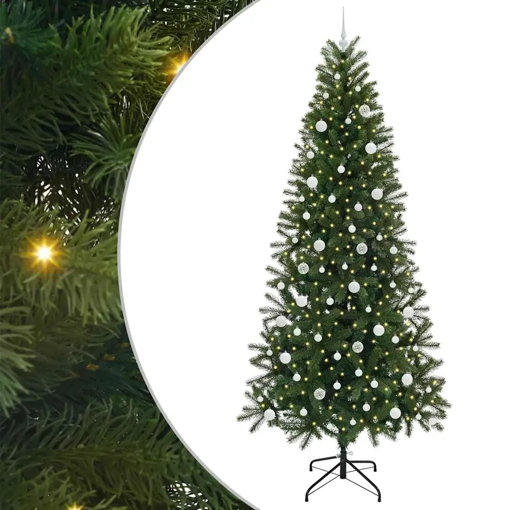 Albero di Natale Artificiale-Albero Natalizio con 300 LED Verde 240 cm PE e PVC 741661
