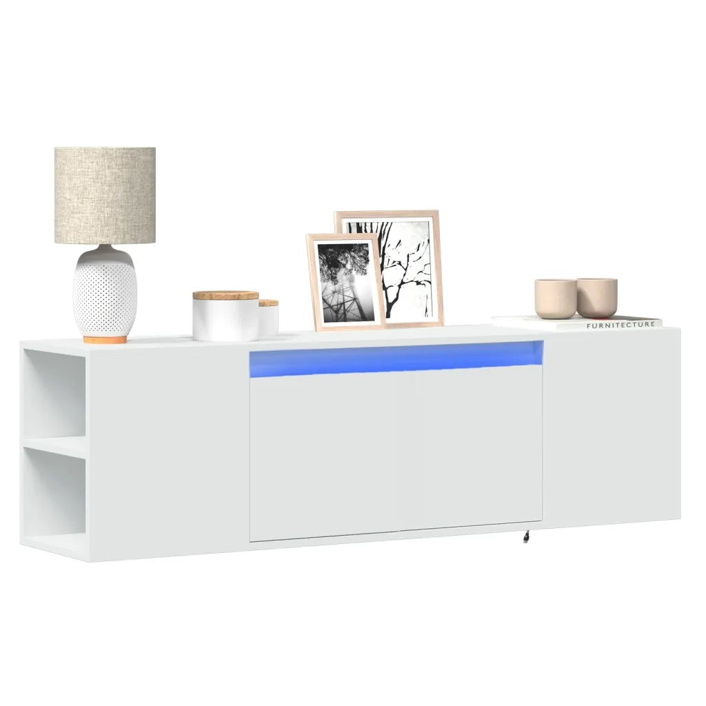 vidaXL Mobile TV a Parete con Luci LED Bianco 135x31x39,5 cm