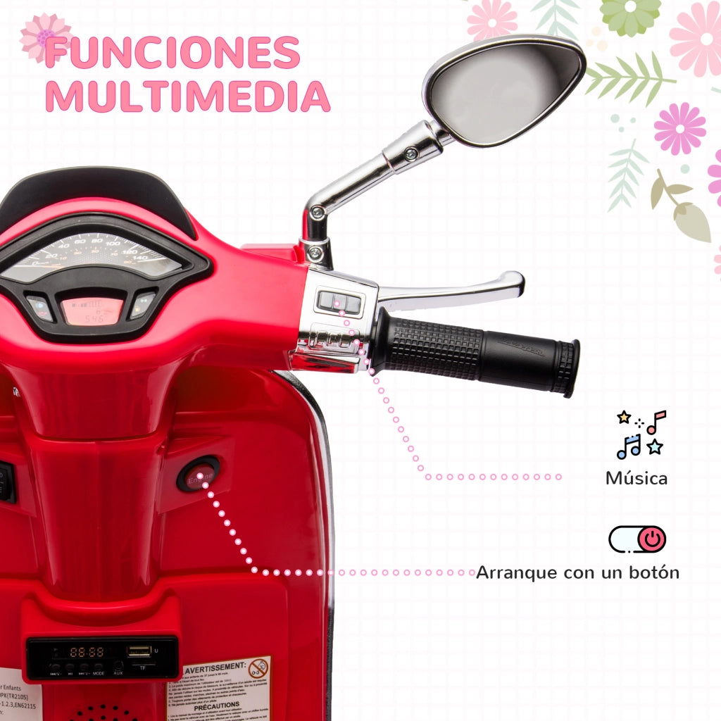 Moto Elettrica per Bambini ¨C Zephmum ¨C Rosso, 3 km/h, 35 kg