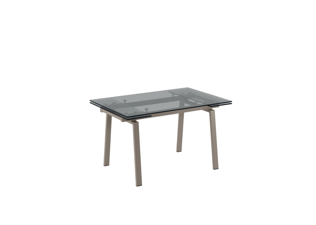 Tommy - Tavolo allungabile (140/200 x 80 cm) in vetro temperato tortora