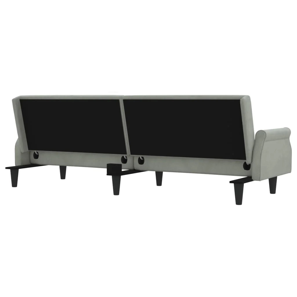 Divano letto con braccioli 216 x 89 x 70 cm velluto grigio chiaro 02_0021014