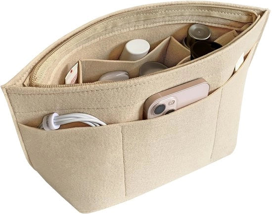 Organizzatore di Borsa a Veloce Assemblaggio, 13 Compartimenti, Organizzatore di Borsa per Donne, Accessorio per Tote Bag, Beige
