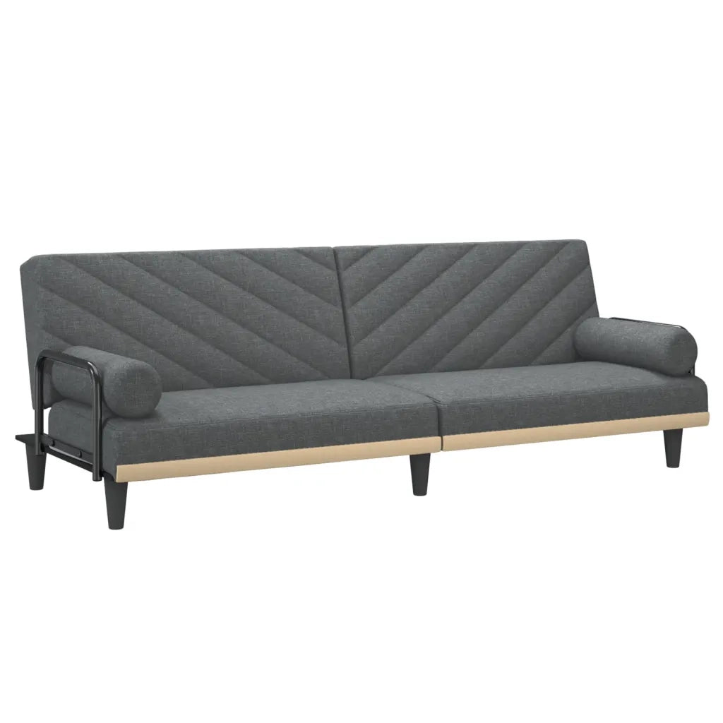 Divano Letto con Braccioli Grigio Scuro in Tessuto 351932