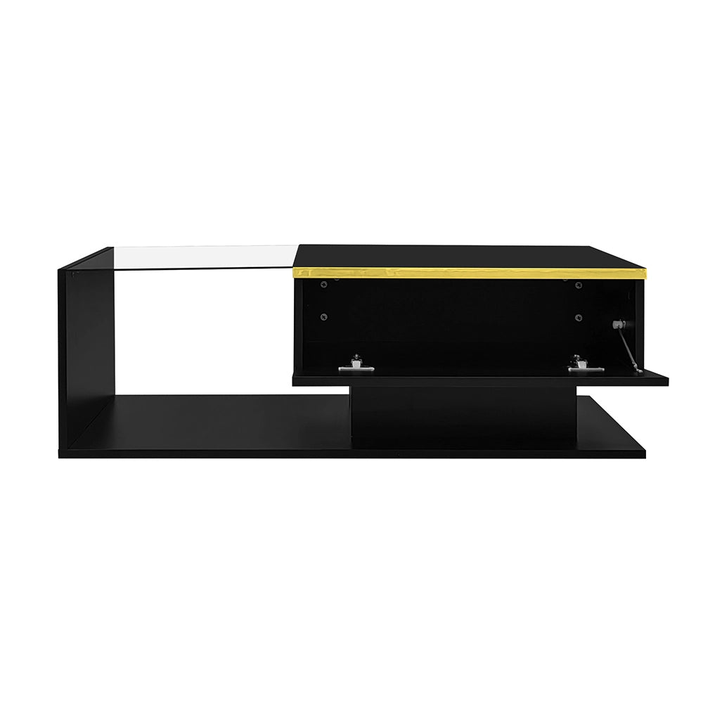 Tavolino-Xylo-100cm nero vetro effetto LED