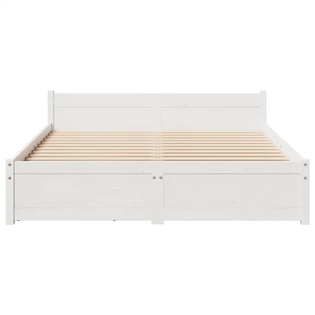 Letto senza Materasso Bianco 150x200 cm Legno Massello di Pino