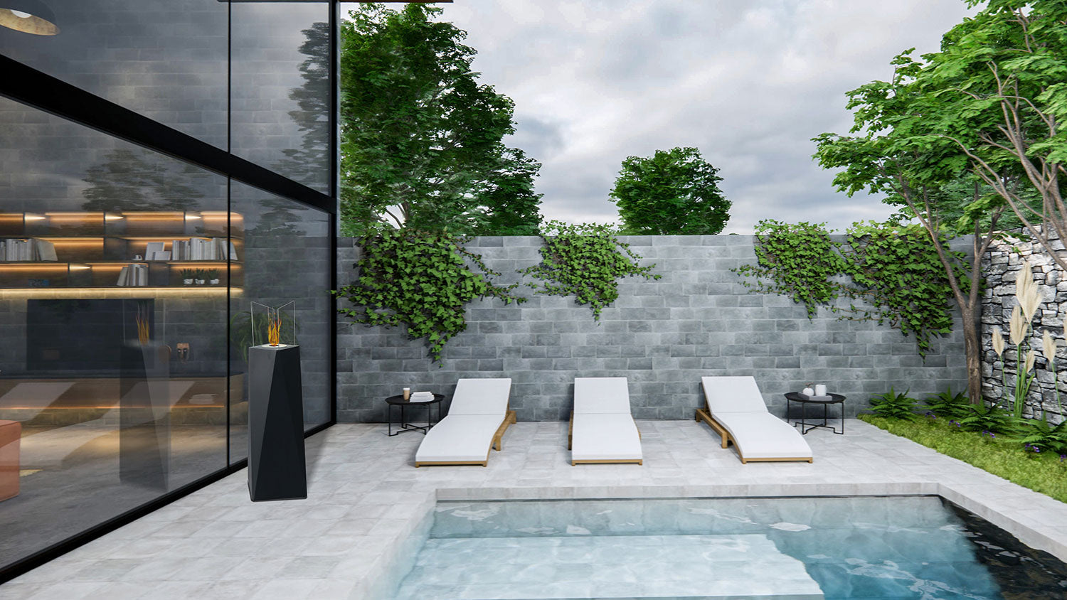 Camino a Bioetanolo da Pavimento 34,5x34,5x120 cm 1500W 1,2L Nairobi Nero